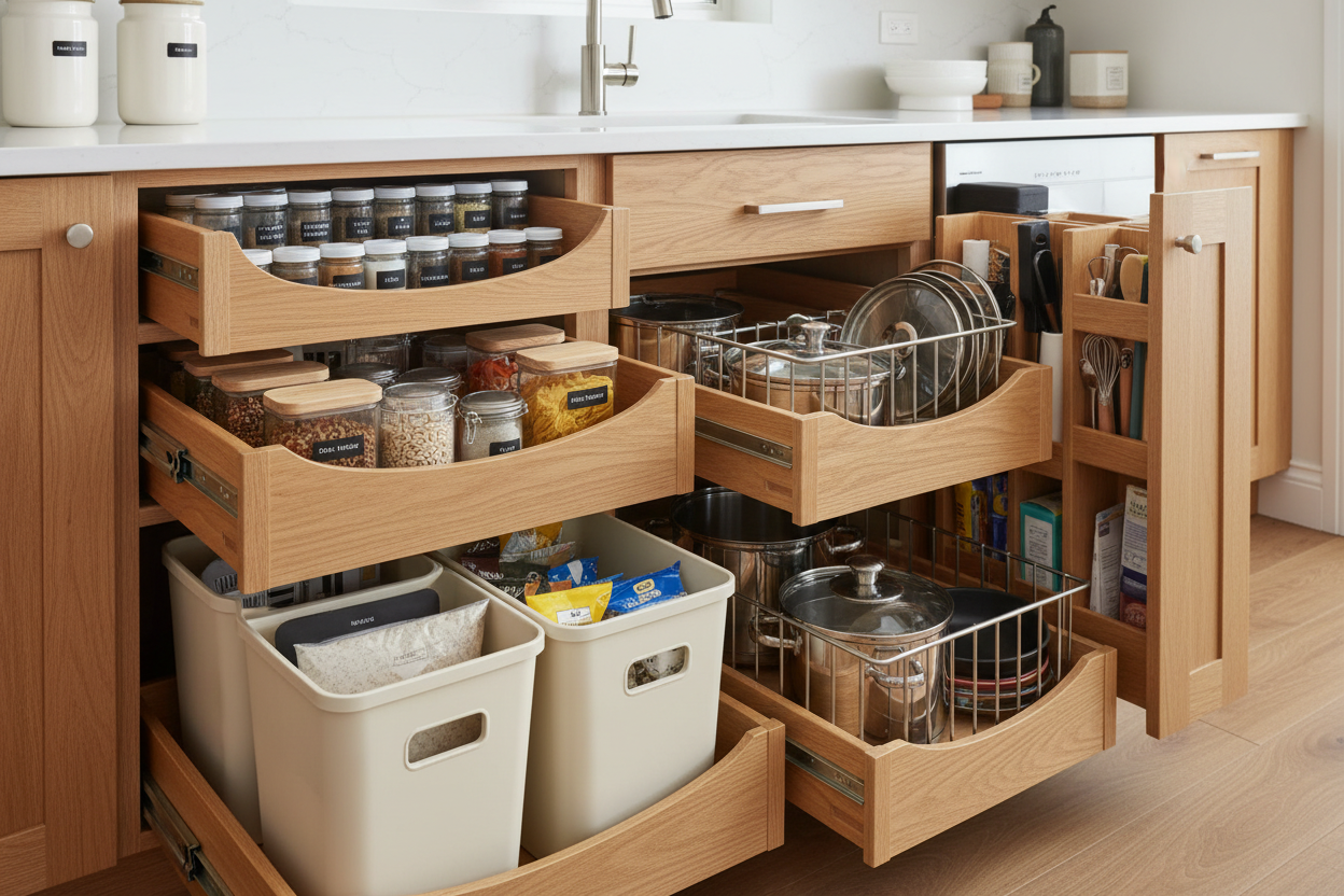 How to Organize Lower Kitchen Cabinets: 7 Solutions for Maximum ...